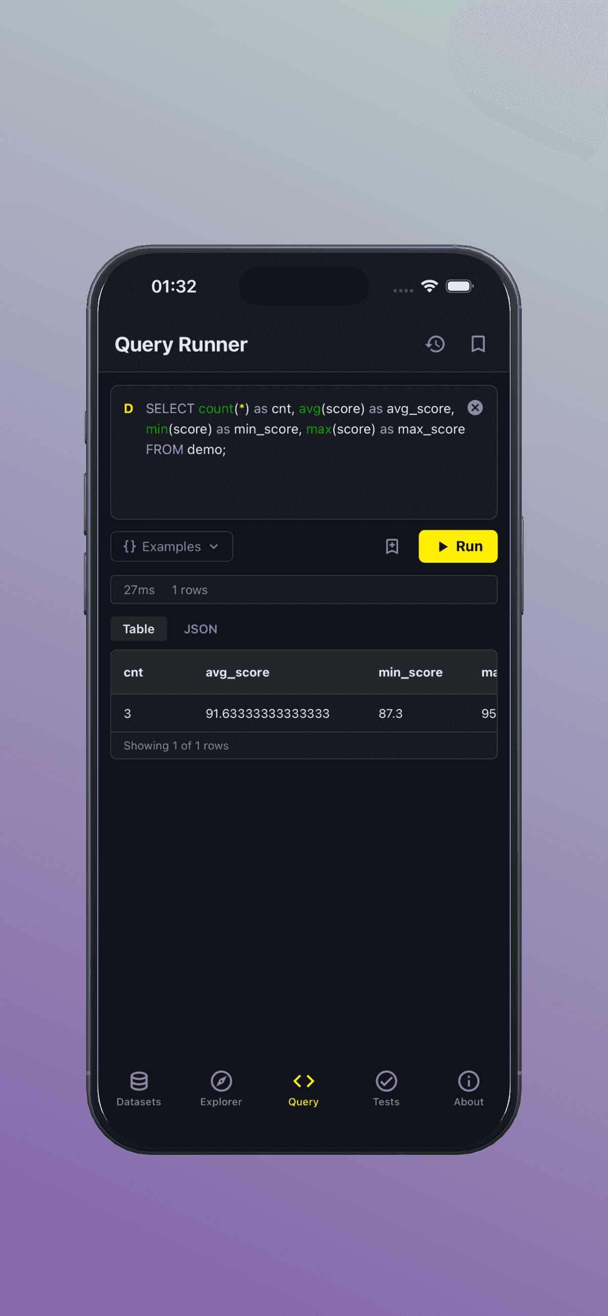react-native-duckdb screenshot
