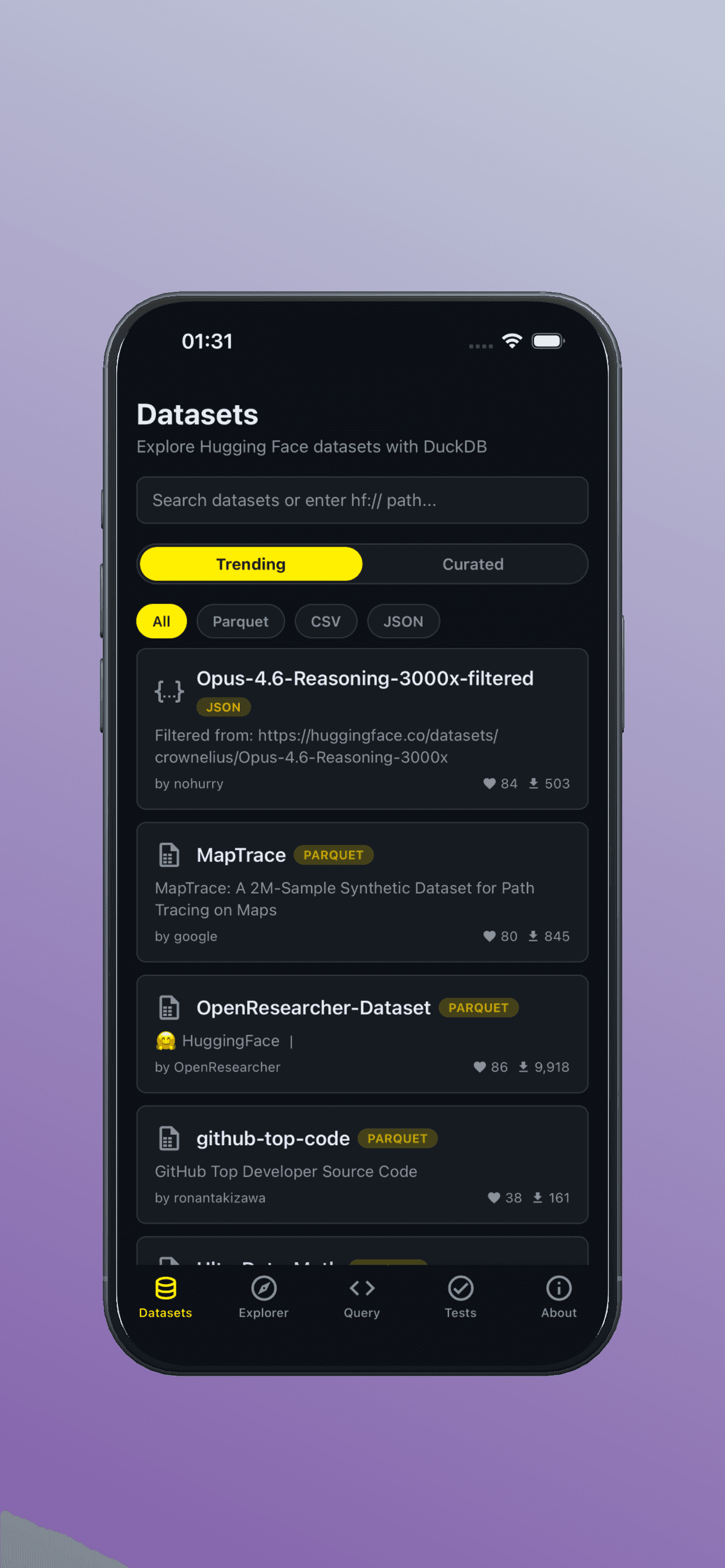 react-native-duckdb screenshot
